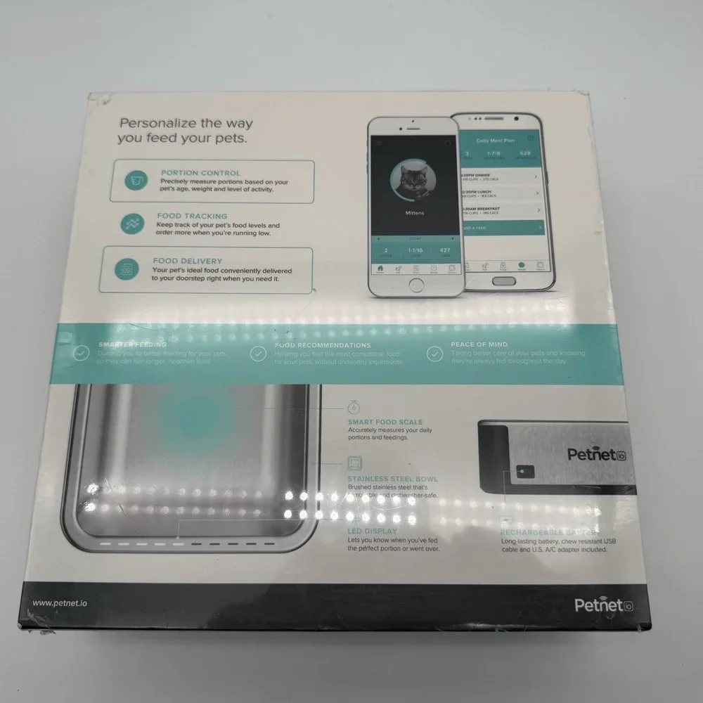 New Petnet SmartBowl Dog Cat Stainless Steel Wi-Fi Electronic Food Bowl Feeder